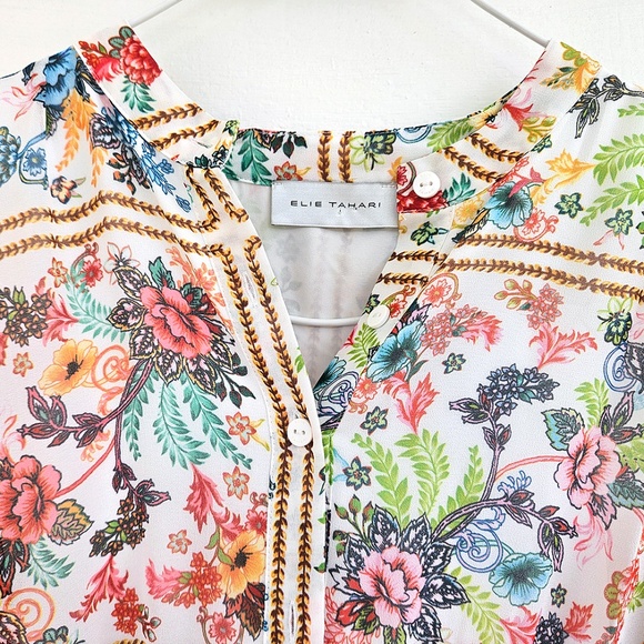 Elie Tahari Aimee Summer Palace Tiered Floral-Print Midi/Maxi Dress SIZE 14 - Picture 2 of 16
